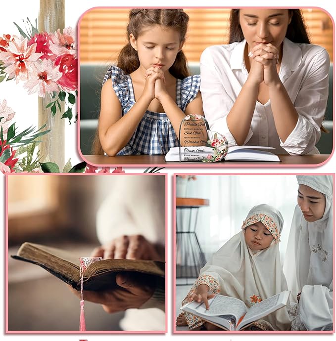 3 Pieces Christian Gifts for Women Religious Gifts for Women Praise God Bookmark and Acrylic Heart Paperweight Set Cheer up Gifts for Women Bible Verses Decor Happy Moment Praise God Decor