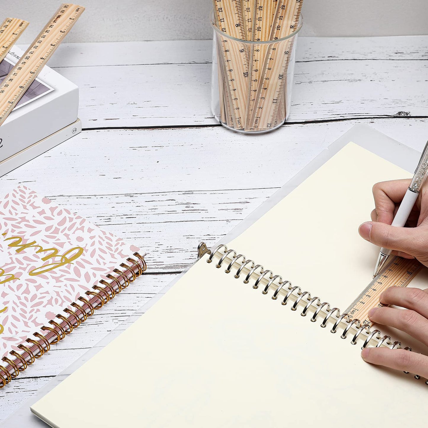 72 Pack Wooden Ruler 8 Inch Rulers Bulk Wood Measuring Ruler Office Ruler 2 Scale