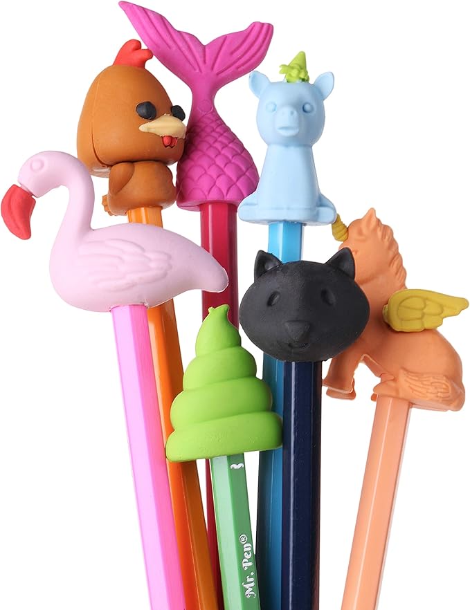 Mr. Pen Animal Toppers - 22 Pack Pencil Toppers & 8 Pack Take Apart Animal Erasers for Kids, Fun Easter Egg Fillers