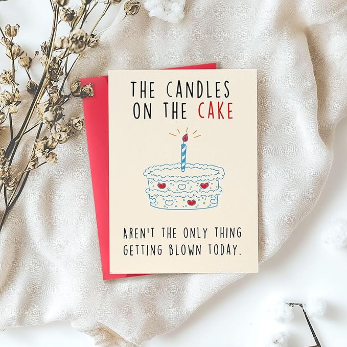 Funny Birthday Card for Him, Naughty Birthday Gift for Men, Humor Birthday Gifts Cards for Boyfriend Husband Fiance, 5x7 Inch with Envelope