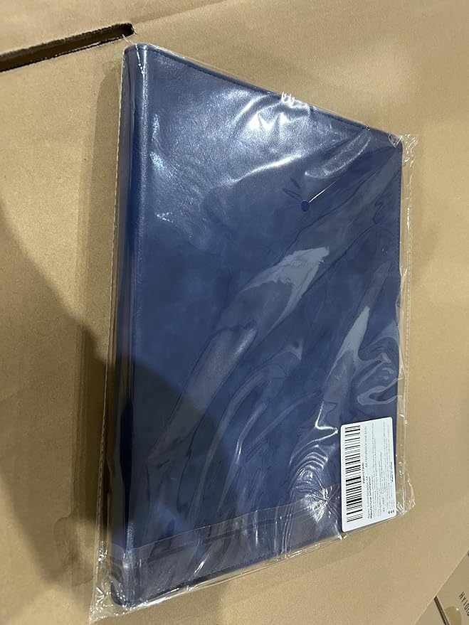 A4 Leather Portfolio Professional Organizer Padfolio,Interview Resume Folder with Magnetic Cover,Conference Document Organizer with Papers,Sticky Tabs,Pen,Work Folio for Women & Man,Retro Blue