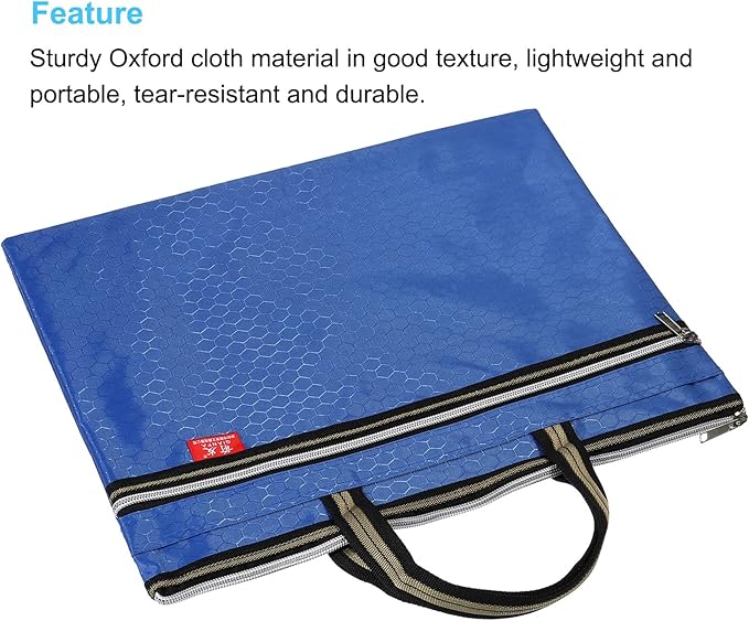 PATIKIL Waterproof Zipper File Bag, Documents Books Tools Storage Zip Pouch for Office Travel, Blue