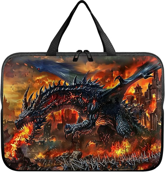 Universal Laptop Sleeve Tablet Case 12 inch, Fire Fierce Dragon Slim Carrying Case Durable Handbag Travel Laptop Bag for Surface Pro 9 8 7/Laptop Go 2 3, MacBook Air 11/12