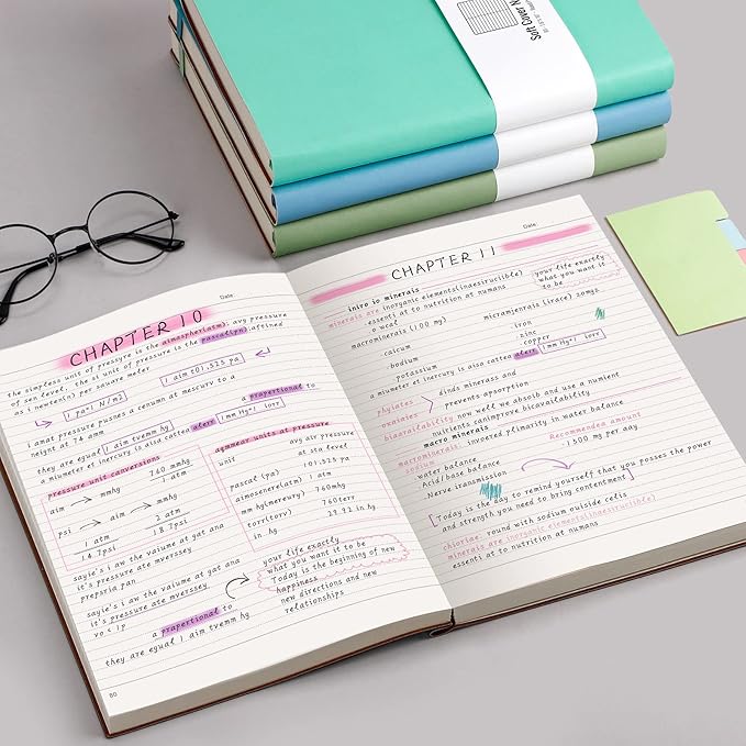 AHGXG Lined Journal Notebook - 320 Numbered Pages Leather Journal for Women, 100gsm Thick College Ruled Paper, Large B5 Softcover Journal for Writing Work School, 7.6'' X 10''-Purple