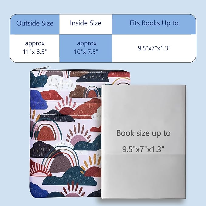 Book Sleeve for Book Lovers, Bookish Book Protector, Book Covers for Paperbacks, Washable Fabric, Book Sleeves with Zipper, Medium 11 Inch X 8.7 Inch