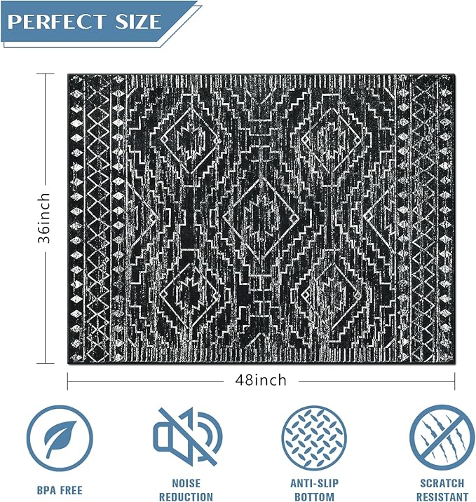 Office Chair Mat for Hardwood Floor Aztec Southwestern 36"x48" Computer Gaming Chair Mat Anti-Slip Office Rugs Floor Protector for Rolling Chairs Under Desk Rug for Home Office