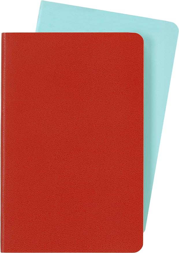 Moleskine Volant Journal, Soft Cover, Pocket (3.5" x 5.5") Plain/Blank, Coral Orange/Aqua Blue, 80 Pages (Set of 2)