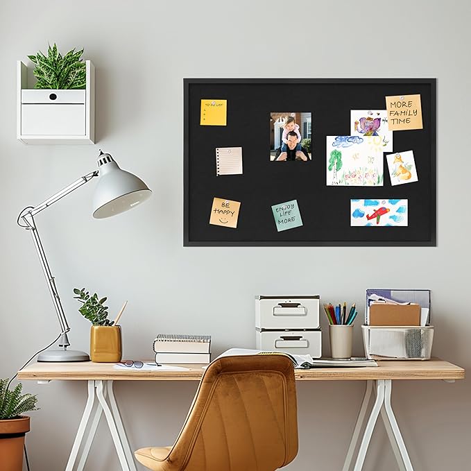 Cork Board with Linen Black 2Pack,Bulletin Board 36"x24", Corkboards for Office Home School Message Board or Vision Board Decoration.