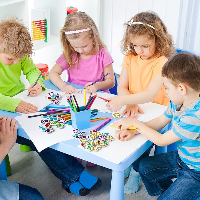 CJiangpo 60Pcs Music Mini Eraser for Kids Bulk - Musical Note Pencil Rubber Eraser Novelty 3D Desk Puzzle Music Themed Birthday Party Favors Filler Kids Back to School Classroom Prizes Gifts