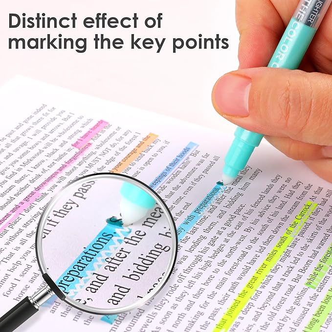 Erasable Highlighters, Dual Tip 10 Colors Erasable Highlighter Pen Assorted Colors, Smooth Writing Book Journaling Highlighters Erasable, No Bleeding Highlighters for Bible Journal Planner