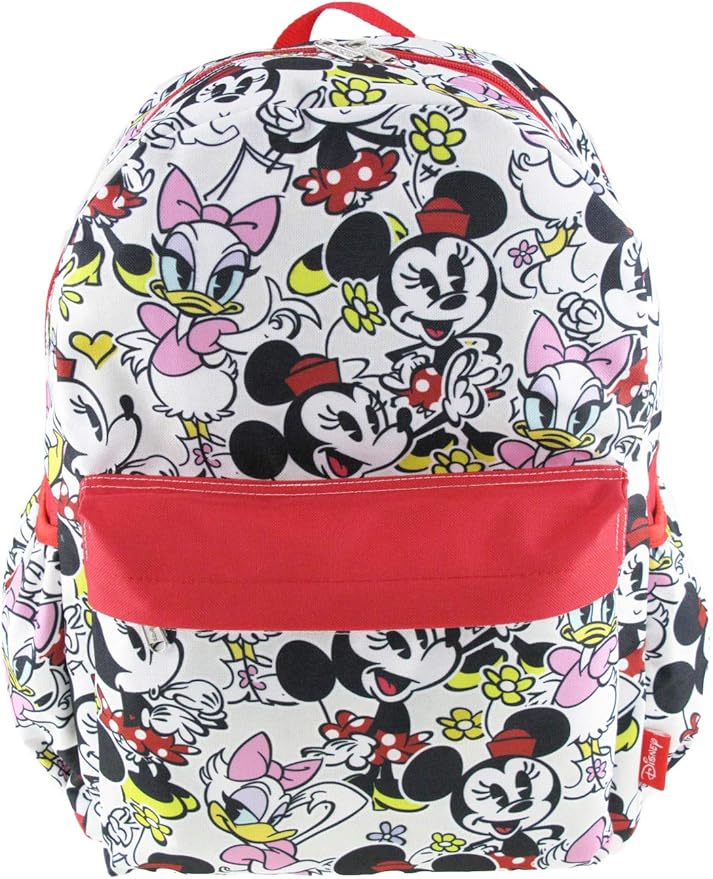 Minnie Mouse and Friends 16 inch All Over Print Deluxe Backpack With Laptop Compartment