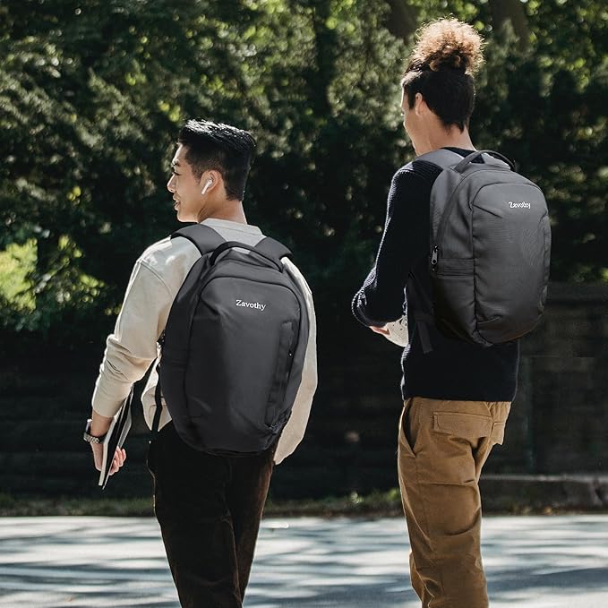 Zavothy Lightweight School Backpack with Laptop Compartment, 15.6 inch Business Computer Backpack Simple Small Backpack for Women Men Water Resistant Casual Daypack Backpack Black