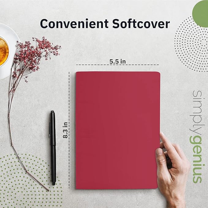 Simply Genius A5 Notebooks for Work, Travel, Business, School & More - College Ruled Notebook - Softcover Journals for Women & Men - Lined Note Books with 92 pages, 5.5" x 8.3" (Wine, 30 pack)