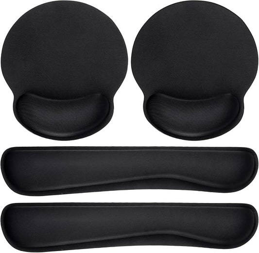 Yunsailing 4 Pcs Ergonomic Mouse Pad and Keyboard with Wrist Support Set Soft Smooth Gel Rest Comfortable Memory Foam for Easy Typing Gaming Computer Laptop Office Home