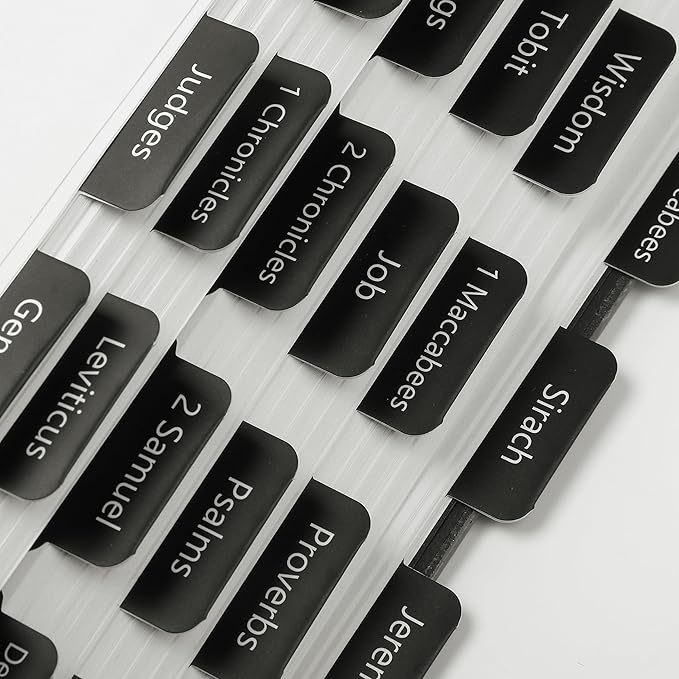 Mr. Pen- Bible Tabs, 75 Tabs, Black, Laminated Bible Tabs for Women and Men, Bible Tabs for Study Bible Index Tabs, Bible Book Tabs, Bible Labels Tabs, Mr Pen Bible Tabs for Women Study Bible