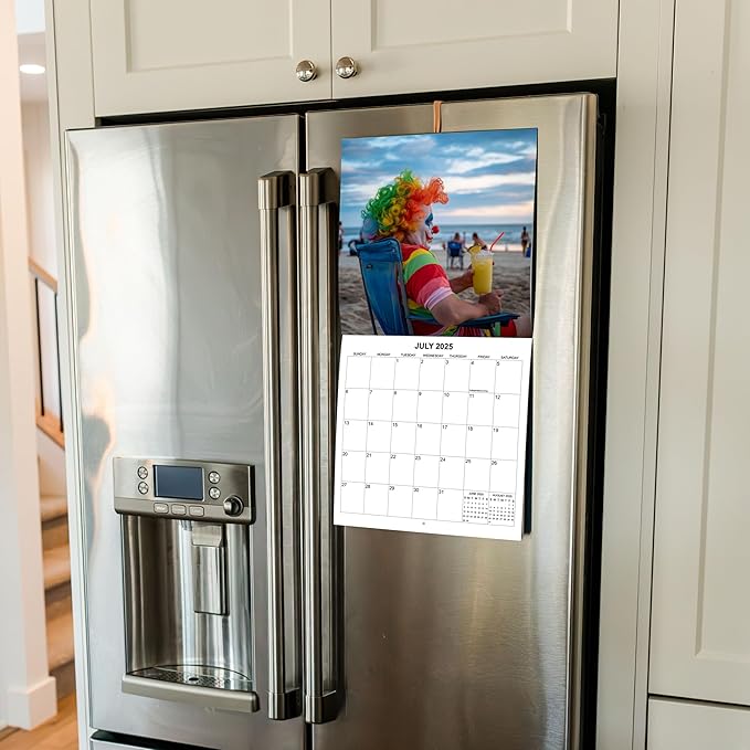 2025 Clowns in the Wild Creepy Clowns Doing Every Day Things Monthly Wall Calendar | 12" x 24" | Gag Gift Funny Calendar 2025