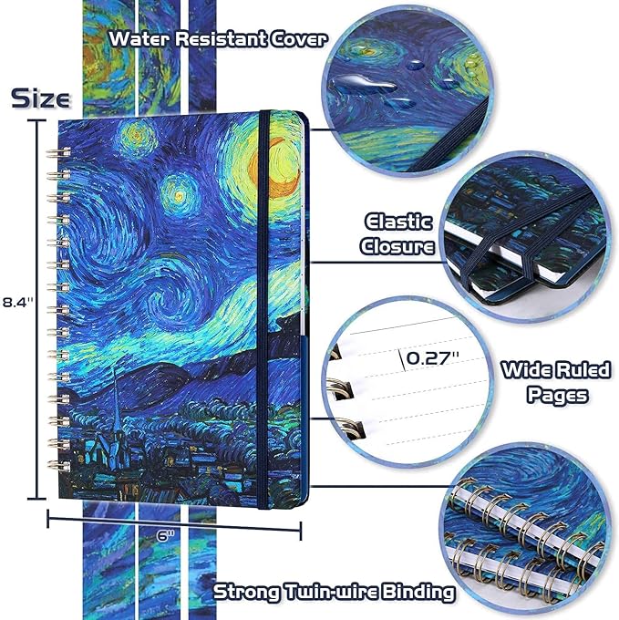 Ruled Journal/Notebook - Lined Journal with Premium Thick Paper, College Notebook/Journal, 8.5" X 6" with Exquisite Inner Pocket, Strong Twin-Wire Binding, Waterproof Hardcover for Home, School