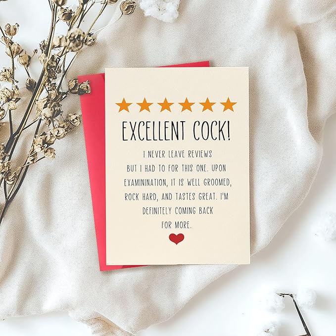 Funny Birthday Card for Husband from Wife, Humor 5-Star Greeting Card for Men, Birthday Gift for Him, Unique Birthday Decorations & Gifts for Men, Valentines Day Cards