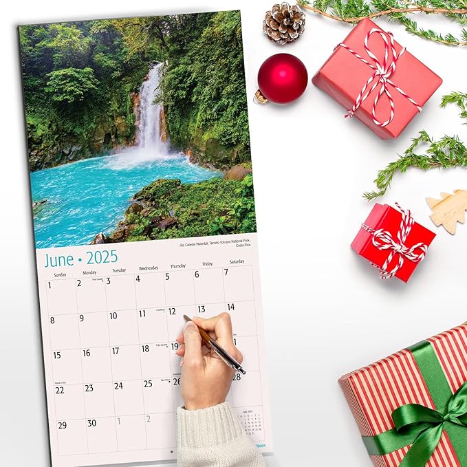 RED EMBER Tropical Destinations 2025 Wall Calendar 12 Month | 12" x 24" Open | Thick & Sturdy Paper | Giftable | Calendar 2025