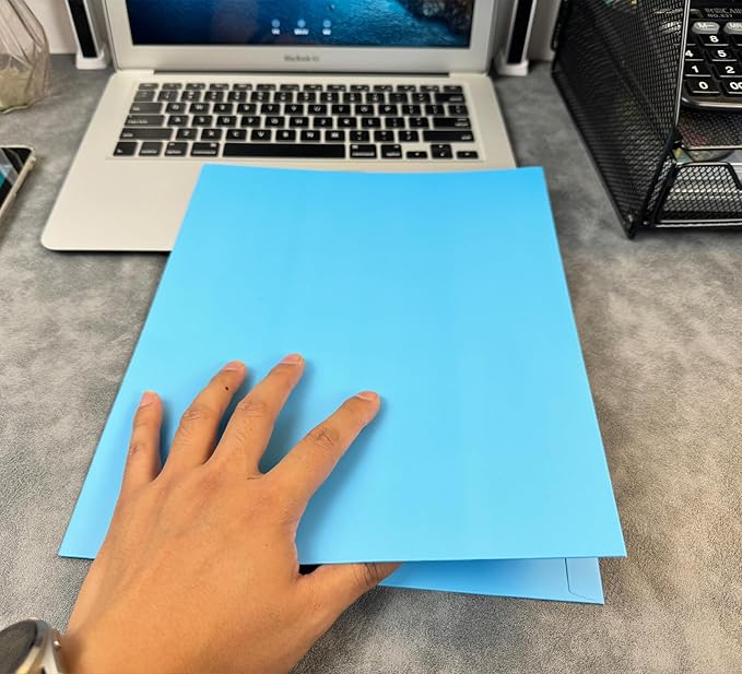 BIBRADAA® 50 Packs Blue Folders with Pockets,File Folder with Pockets Fit Letter Size Paper,File Folders Letter Size,Durable Paper Folders for School, Office, Business. (50, Light Blue)