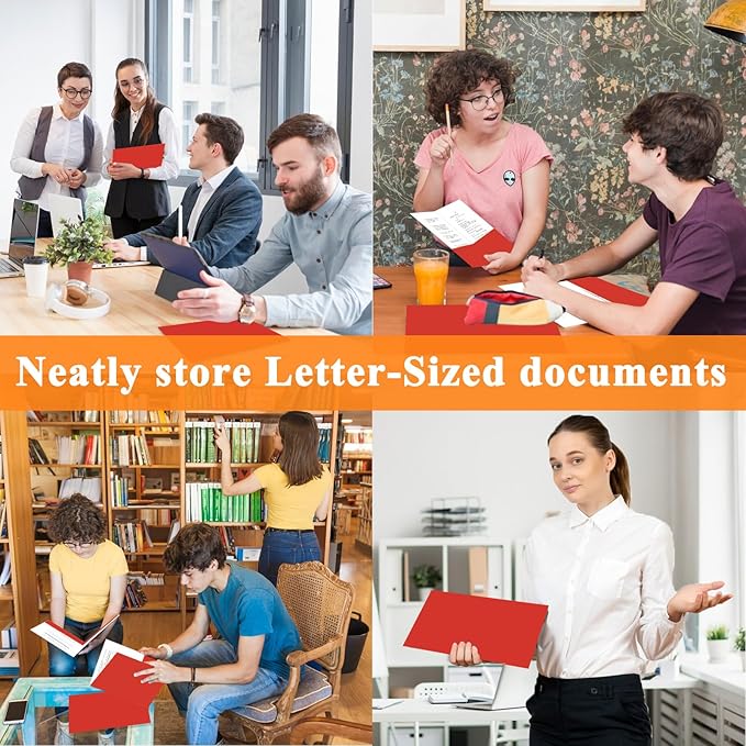 50pcs Red Folders with Two-Pockets Fit Letter Size Paper,Paper File Designed for Office,Home and Classroom Use