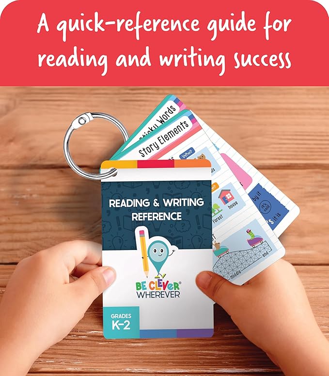 Carson Dellosa Be Clever Wherever K-2 Reading and Writing Reference Things on Rings, Flash Cards Covering Parts of Speech, Sentence Types, Grammar, and More for Kindergarten to 2nd Grade