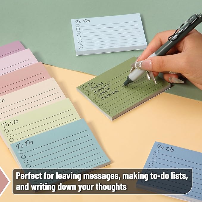 Mr. Pen- to Do List Sticky Notes, 3"x4", 9Pads, 450 Sheets, Earth Pastel Colors, to Do List Notepad, Lined Sticky Notes, to Do List Planner, Daily to Do List Notepad, to Do Notepad, Todo List Notepad