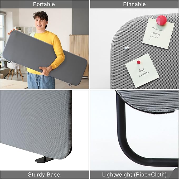 Desk Dividers, Portable Table Partition Screen Panel for Office, Workspace, Classroom, Student, Freestanding, Scratch Resiatance, 48"x18", Steel