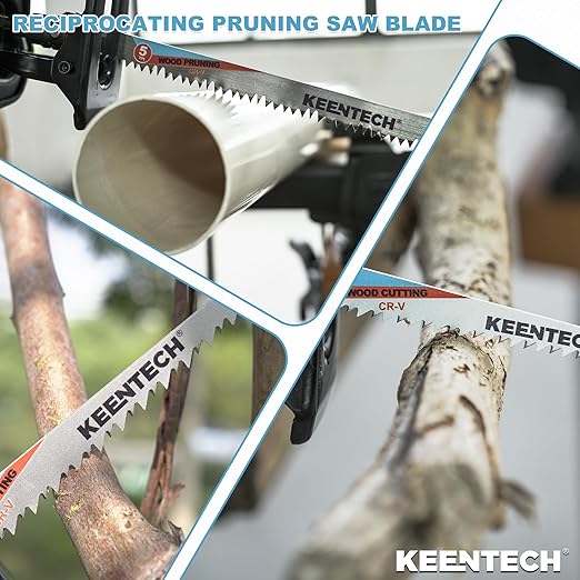 KEENTECH CR-V Sawzall Pruning Blades, 9 Inch 5TPI, with Fleam Ground Teeth for Tree Branch Root Wood, PVC Pipe Cutting, Reciprocating Saw Blade Fast Cutting for Professional, DIYer, Gardener, 10 Pack