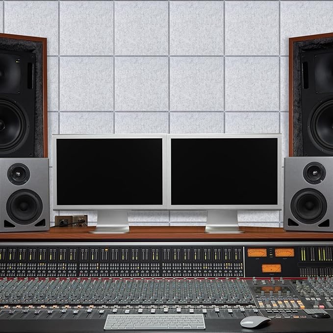 DOLLAR BOSS Large Cork Board for Wall 48" x 36" x 0.5" Bulletin Board 12 Packs Black Cork Board Tiles Self Adhesive Felt Wall Tiles with Pushpins, Corkboard for Office Pin Board Tack Board, Light Grey