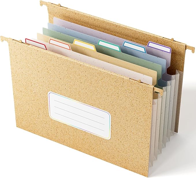 Wheat Straw Expanding Hanging File Folders,1.2" Accordion Pockets File Organizer, Large Capacity, Letter Size for Filing Cabinet, 100% BPA Free, Return to Nature, Healthy Living- Wheat Yellow
