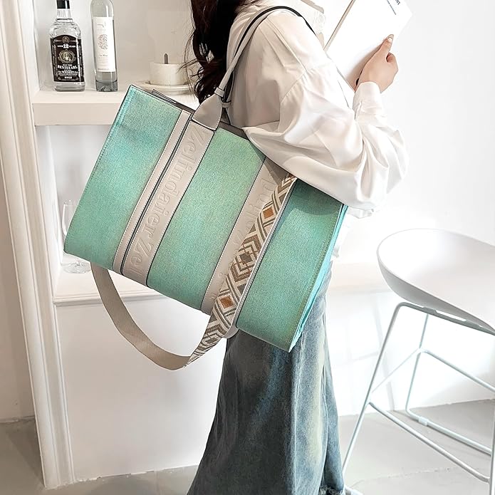 Tote Bag Fashion Canvas Bag for 15.6'' Laptop Large Capacity Briefcase for Women Office Travel College