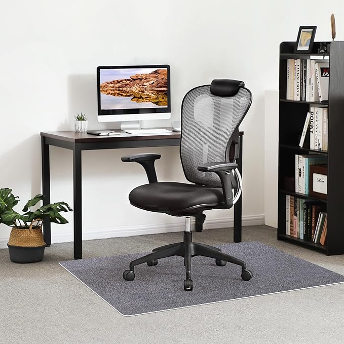 Office Chair Mat - for Hardwood Floors, Large Non-Slip Easy-Clean Floor Protection Blanket (Gray, “48 x 36in”).