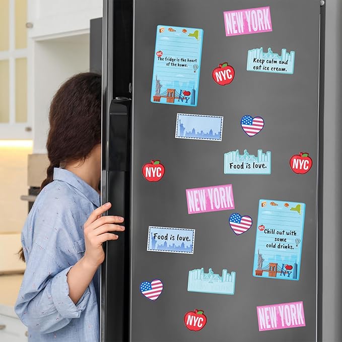 B1ykin Sticky Notes Set - Cartoon Theme Cute Self-Stick Notes Pad Teacher Appreciation Gifts， Self-Adhesive Writing Memo Pages Sticky to Do Notepad for Kids Employee School Office (New York City)