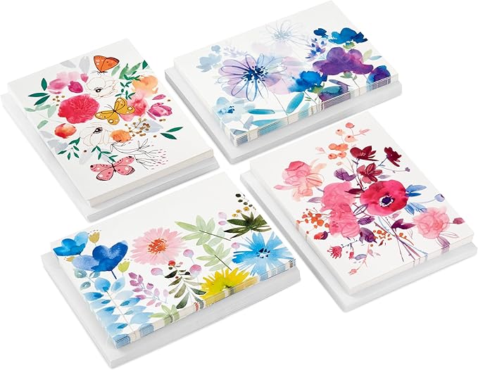 Hallmark Blank Cards Assortment, Painted Flowers (48 Cards with Envelopes)