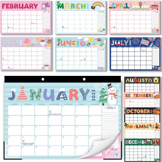 Hadley Designs Large Desk Calendar 2025-2026 - 18-Month Desktop Calendar 2025 for Organized Planning, 17" x 11" 2025 Desk Calendar for Home, School and Office (Doodle)