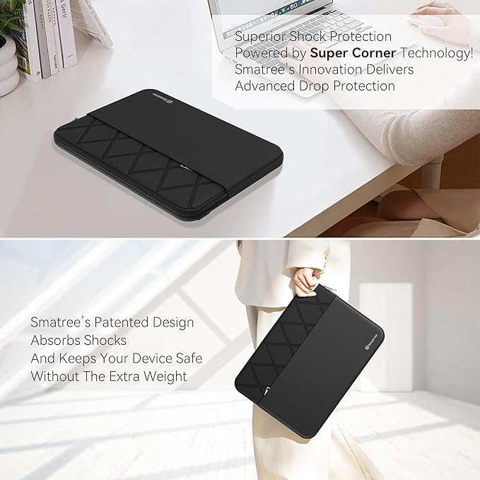 Smatree 13 inch Anti-Shock Laptop Sleeve Waterproof Protective Slim Cover Tailored for ASUS Zenbook Flip 13 OLED UX363/Zenbook S 13 OLED UX5304, ROG Flow X13 2023, 13 inch Laptop Bag, Black (E411)