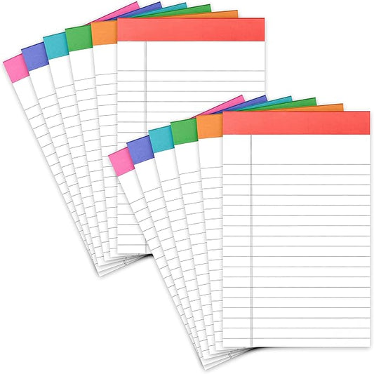 PAPERAGE Lined Legal Pads, (Rainbow), 12 Pack Note Pads, 50 Sheets Each, Wide/Legal Ruled, Note Pads, Paper, 5 inches x 8 inches