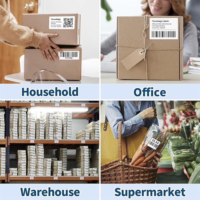 12 Rolls 4" x 3" Direct Thermal Labels - Shipping & Multipurpose Labels for Barcode Postage - Adhesive & Perforated, Compatible with Zebra Desktop Printers & Rollo Label Printer,500 Labels/Roll