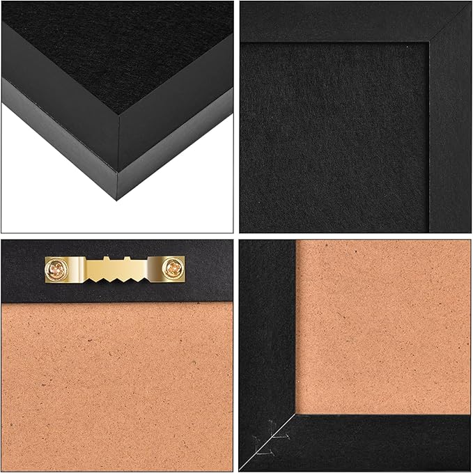 Black Bulletin Boards Cork Board with Felt, 17"x13" Large Display Pin Board Vision Board for Walls, Jewelry, Notes, Collection, Photos, Office, Wood Framed(Black) & Felt(Black), 2pc