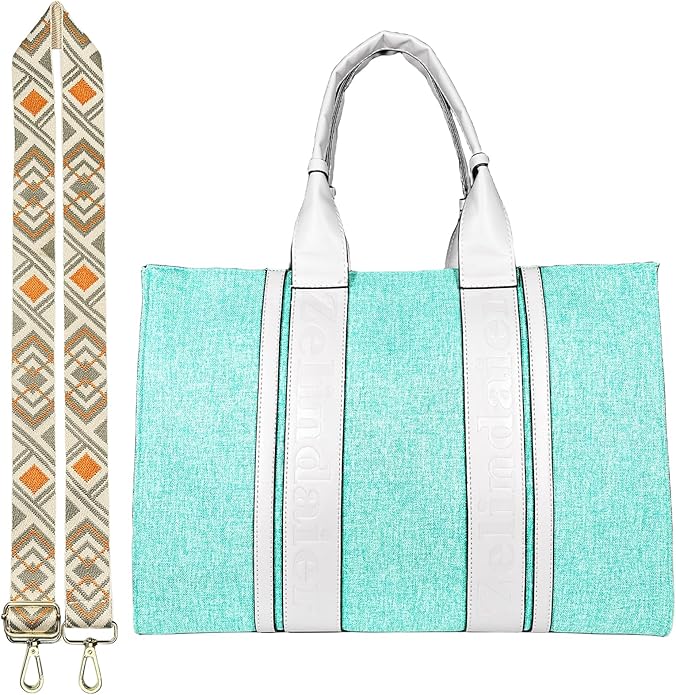 Tote Bag Fashion Canvas Bag for 15.6'' Laptop Large Capacity Briefcase for Women Office Travel College