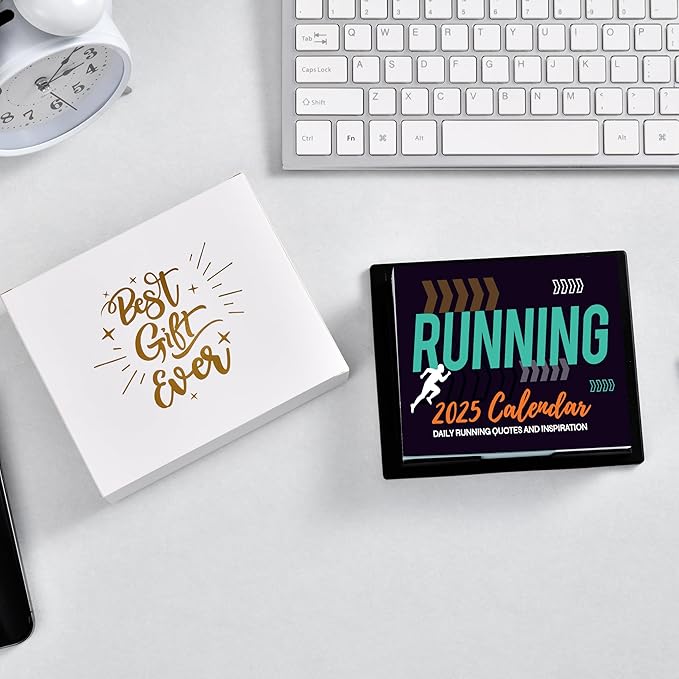 Pinchoco 2025 Desk Calendar - Daily Calendar for desk 2025, Running Gear, 5.85'' x 4.85'', 2025 Runner's Daily Desk Calendar, Daily Running Quotes and Inspiration for Runners - Black