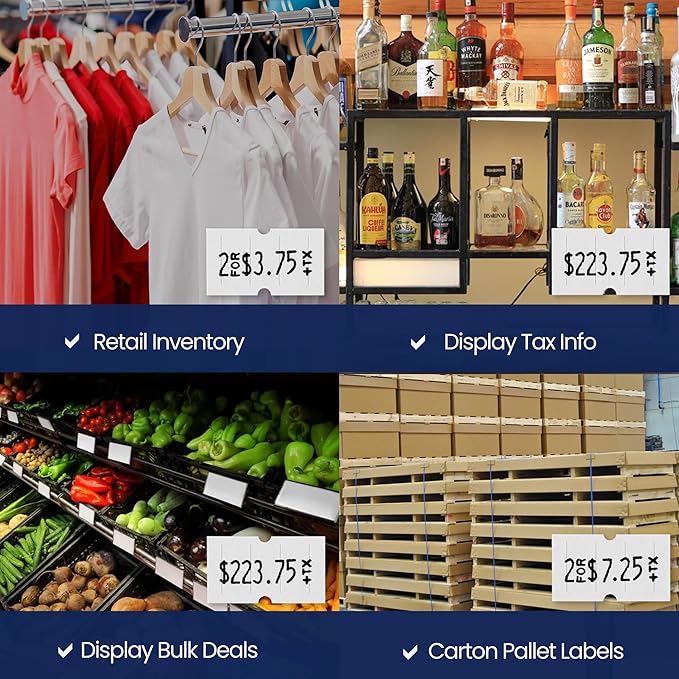 Perco 1 Line White Labels - 8 Rolls, 1 Sleeve, 8,000 Blank Price and Date Gun Labels for Perco 1 Line Price and Date Guns - Made in USA