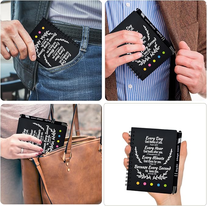 40 Pcs Bulk Christian Gifts Prayer Journal for Woman - 20 Set Religious Notepad with Christian Pen - Bible Notebook - Church Gifts for Mother's Day, Bible Study, and Family Devotions ( Black )