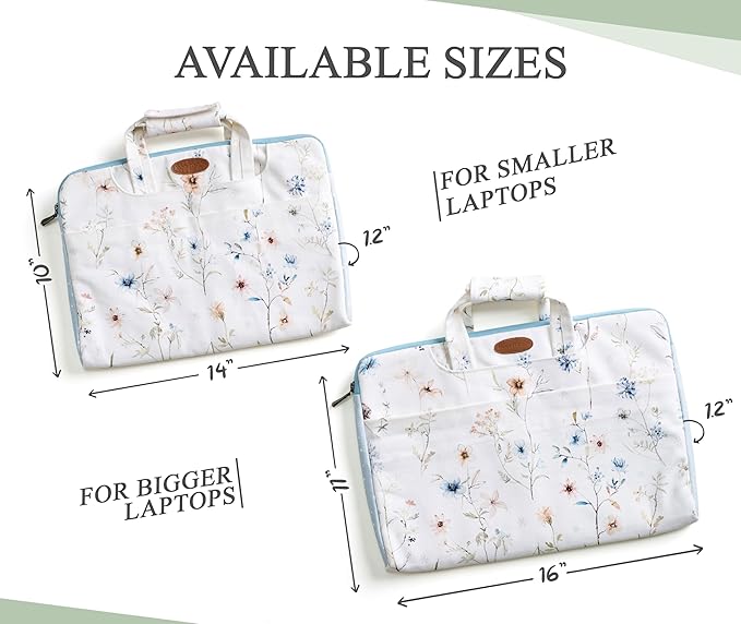 Maison d'Hermine Laptop Bag upto 15.6 inch Stain and water repellent Cotton canvas - Ice Florals