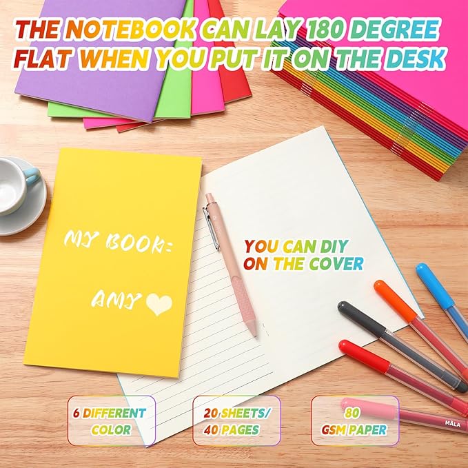 Gueevin 120 Pcs Blank Books for Kids to Write Stories Bulk Composition Notebooks Colorful Soft Cover Notebooks for Drawing Ruled Lined Journals Sketching Kindergarten Easter Gift (Classic Colors)