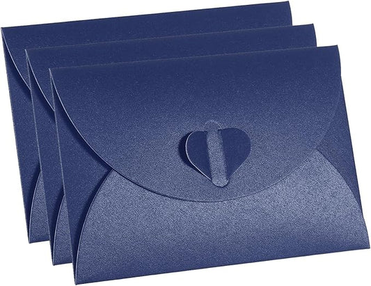 PATIKIL Gift Card Envelopes, 12 Pack Heart Shaped Clasp Small Gift Cards Holder Mini Envelope for Birthdays Weddings, Dark Blue