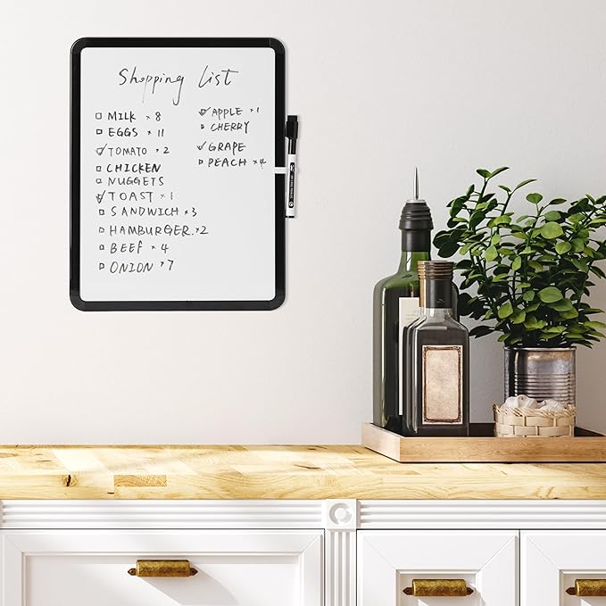 Mr. Pen- Dry Erase Board, 14” X 11” with a Black Dry Erase Marker, Black Frame, Small White Board, Small Dry Erase Board for Fridge, Dry Erase Board Small
