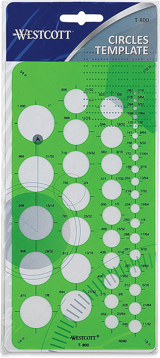 Westcott T-800 Small Circles Template, Plastic Geometric Shapes Template Tool for Drawing and Drafting