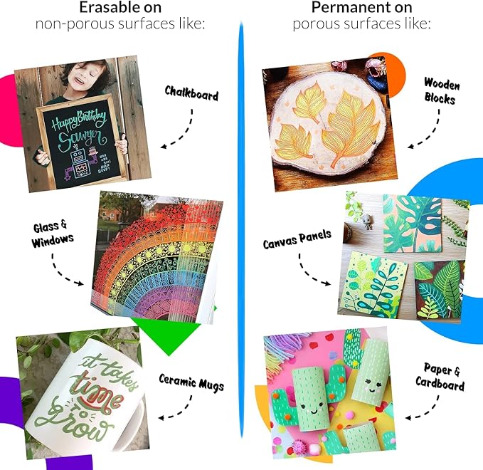 Metallic Liquid Chalk Markers for Chalkboard Signs, Blackboard, Window, Labels, Bistro, Glass, Car (10 Pack, 1mm) - Wet Wipe Erasable Ink Chalkboard Markers, Extra Fine Tip Liquid Chalk Pens